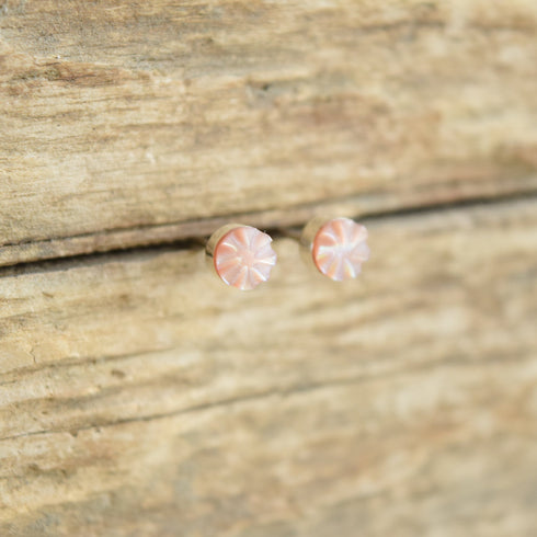 Pink Carved Stud Earrings